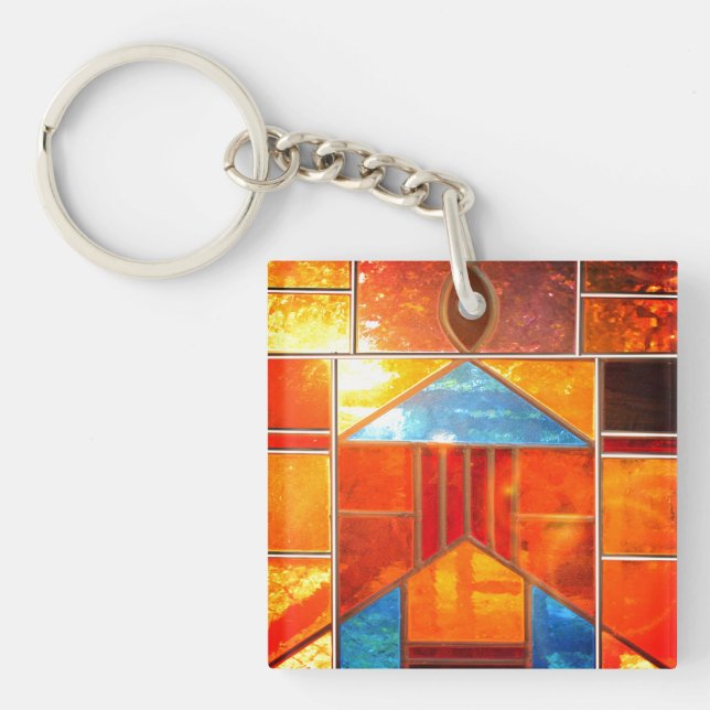 Magisches Licht, das aus den Fenstern der Kirche s Schlüsselanhänger (Vorderseite)