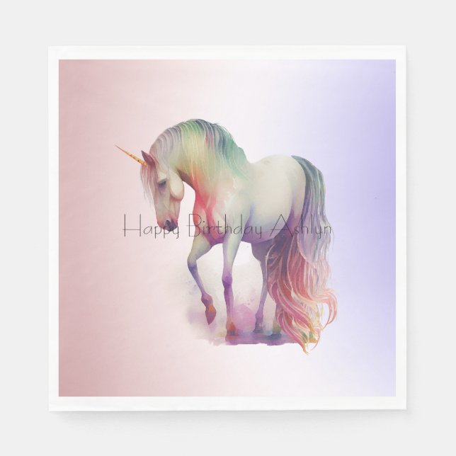 Magisches Lila Erröten Ombre Einhorn Serviette (Vorderseite)