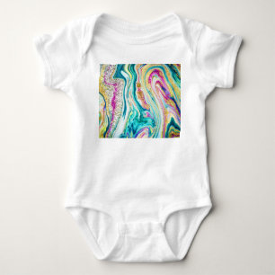 Magisches Marbling: Metallisches Paint Design. Baby Strampler