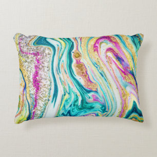 Magisches Marbling: Metallisches Paint Design. Dekokissen
