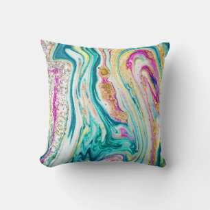Magisches Marbling: Metallisches Paint Design. Kissen