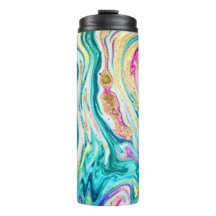 Magisches Marbling: Metallisches Paint Design. Thermosbecher