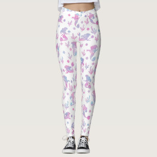 Magisches Meerjungmuster auf Weiß Leggings