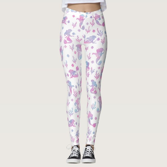 Magisches Meerjungmuster auf Weiß Leggings (Vorderseite)