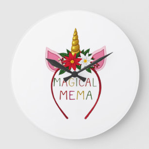 Magisches Mema Einhorn Shirt Weihnachten Pyjama Sh Große Wanduhr