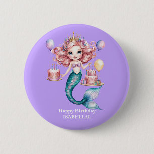 Magisches Mermaid-Regenbogen Pastel Geburtstagskin Button