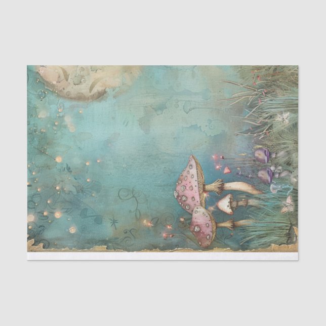 Magisches Moonlit Fairy Garden Dekoupage Seidenpapier (Vorderseite)