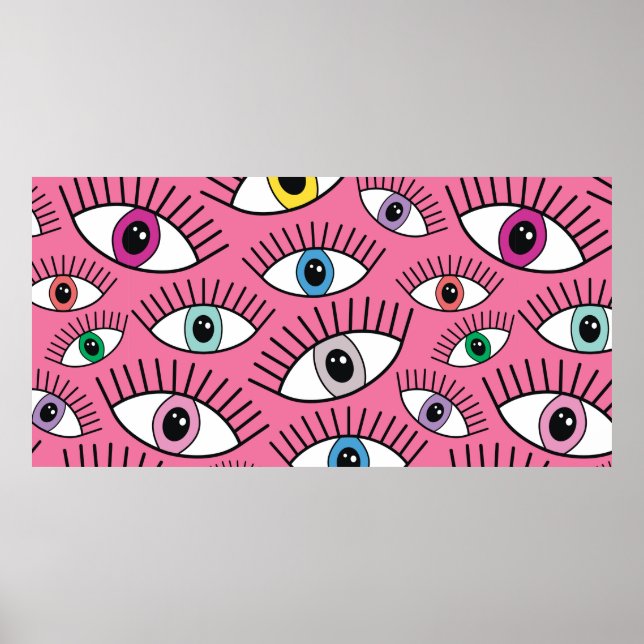 Magisches Muster mit bunten Augen. Mystischer Hint Poster (Vorne)