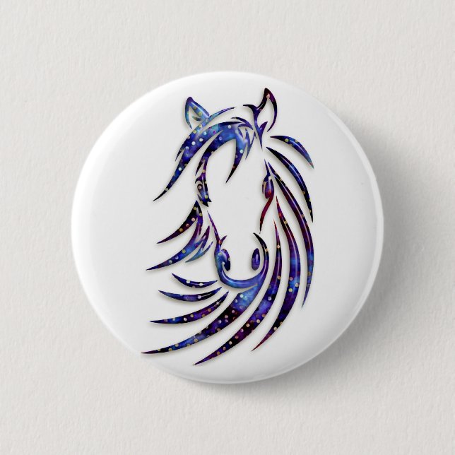Magisches mystisches Pferdeporträt Button (Vorderseite)