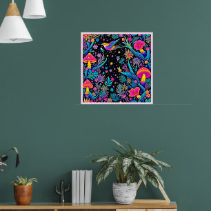 Magisches Neon Forest Night Traumdesign Poster