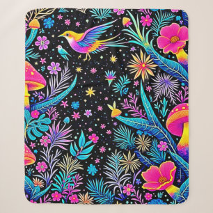 Magisches Neon Forest Night Traumdesign Sherpadecke
