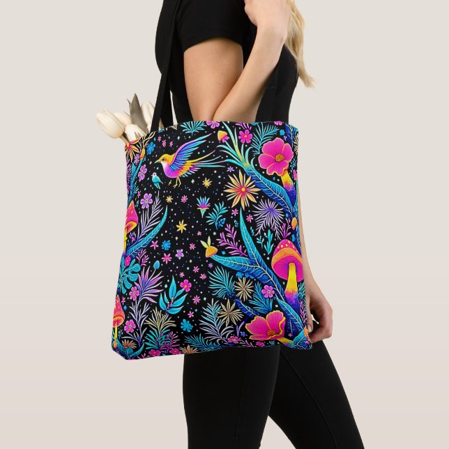 Magisches Neon Forest Night Traumdesign Tasche (Von Nahem)