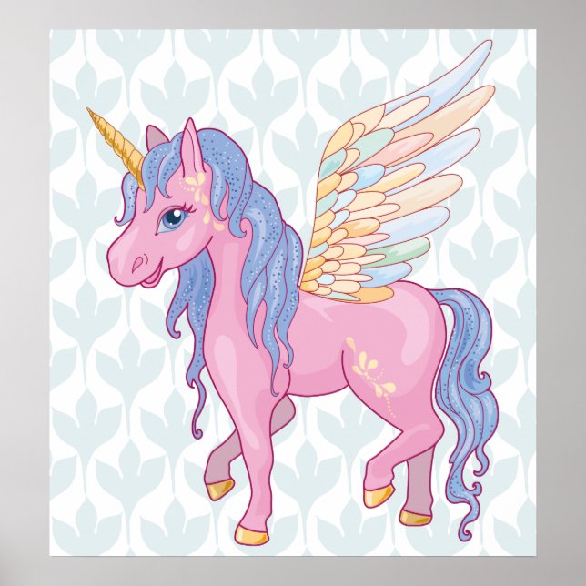 Magisches Niedliches Einhorn mit Darstellung der R Poster (Vorne)