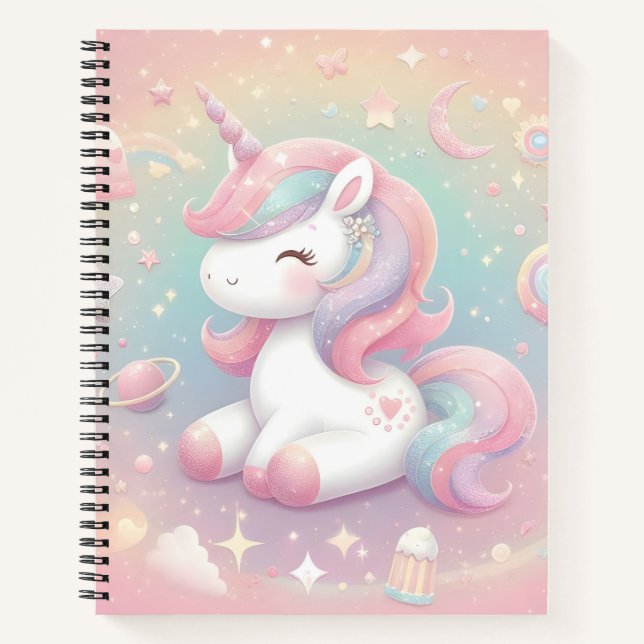Magisches Niedliches Funkelnd Pastel Unicorn-Noteb Notizbuch (Vorderseite)