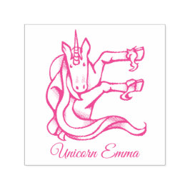 Magisches Niedliches Monogramm E Einhorn Emma oder Permastempel