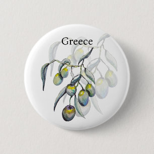 Magisches Oliven-Wasserfarben Handgemalt Button