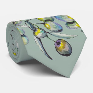 Magisches Oliven-Wasserfarben-Handgemalt Pastellgr Krawatte