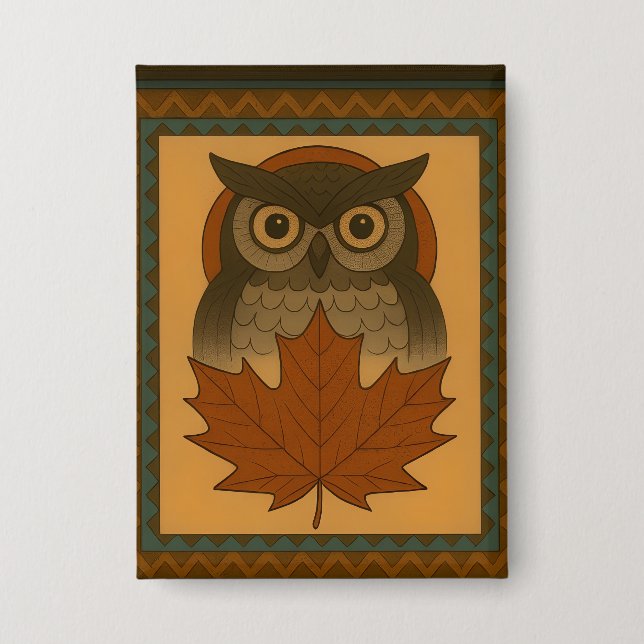 Magisches Owl-Design mit verblasstem Look Button (Vorderseite)