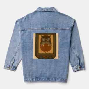 Magisches Owl-Design mit verblasstem Look Jeansjacke