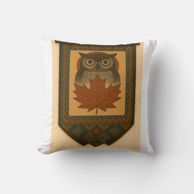 Magisches Owl-Design mit verblasstem Look Kissen (Vorderseite)