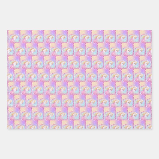 Magisches Party-Wrapping-Papier Flachblatt-Set 3 Geschenkpapier Set (Vorderseite)