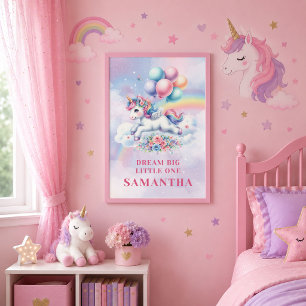 Magisches Pastell-Einhorn-Mädchen-Geburtstags-Wand Poster