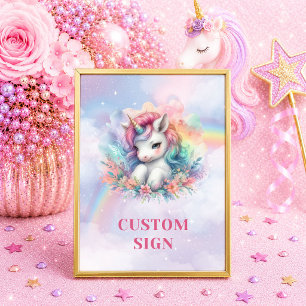 Magisches Pastell-Einhorn-Mädchen-Geburtstagsbild Poster