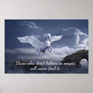 Magisches Pegasus-Inspirations- und Motivationszit Poster