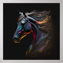 Magisches Pferd, Abstrakte Farben, Kunstdruckwand Poster