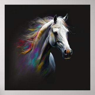 Magisches Pferd, Abstrakte Farben, Kunstdruckwand Poster