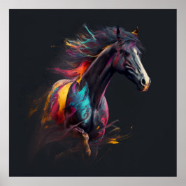 Magisches Pferd, Abstrakte Farben, Kunstdruckwand Poster