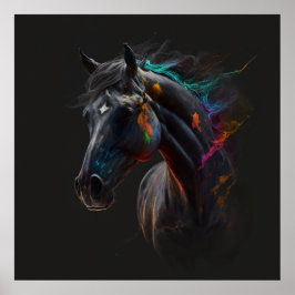 Magisches Pferd, Abstrakte Farben, Kunstdruckwand Poster