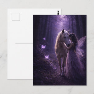 Magisches Pferd und Mädchen Postkarte