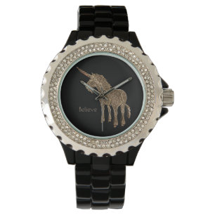 Magisches Pferdeniedliches Unicorn-Schwarzes und Armbanduhr