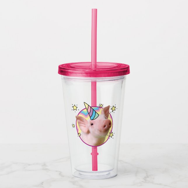 Magisches Piglet Unicorn Acryltrinkbecher (Vorderseite)