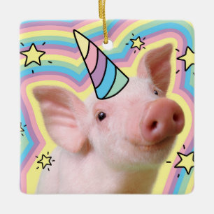 Magisches Piglet Unicorn Keramikornament