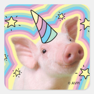 Magisches Piglet Unicorn Quadratischer Aufkleber