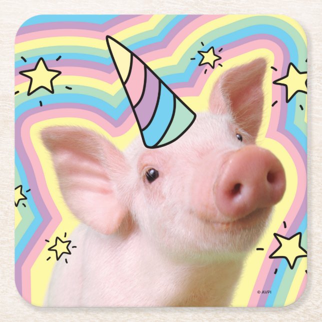 Magisches Piglet Unicorn Rechteckiger Pappuntersetzer (Vorderseite)