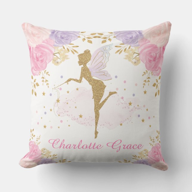 Magisches Pink-Lavendel-Fairy-Baby-Mädchen Kissen (Vorderseite)
