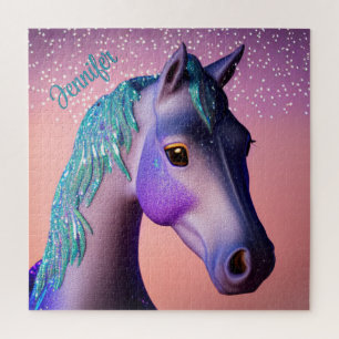 Magisches Pony in Lila und Türkis mit individuelle