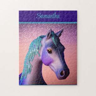 Magisches Pony in Lila und Türkis mit individuelle