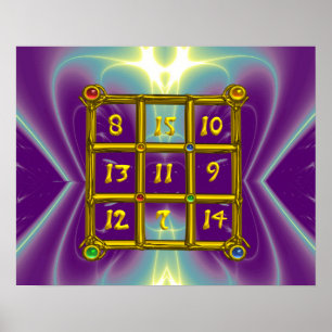 MAGISCHES QUADRAT 33 , Lila Blau Poster