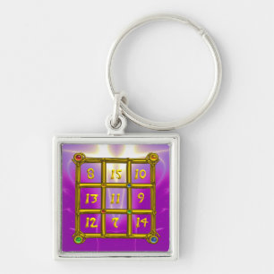 MAGISCHES QUADRAT 33, Rosa Violett Lila Schlüsselanhänger