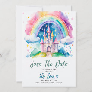 Magisches Rainbow Castle Birthday Save the Date -  Einladung