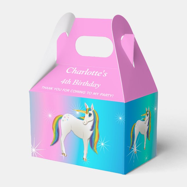 Magisches Rainbow-Einhorn mit funkelnden Sternen G Geschenkschachtel (Vorderseite)