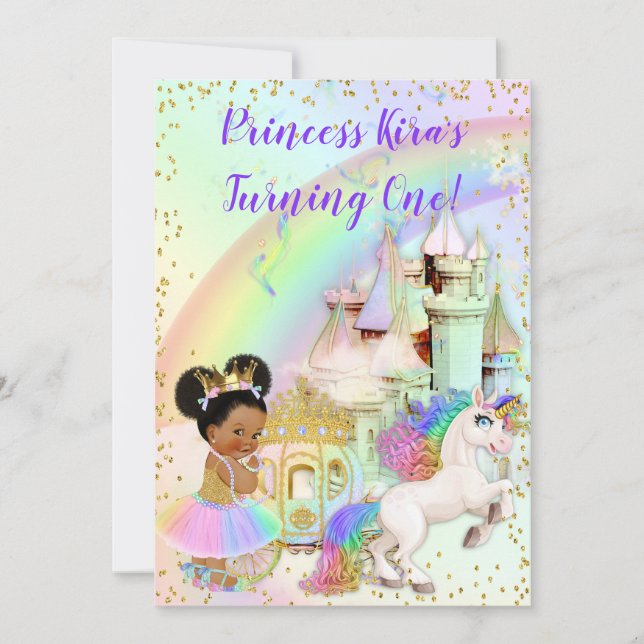Magisches Rainbow-Prinzessin-Burgfriedhof Einladung (Vorderseite)