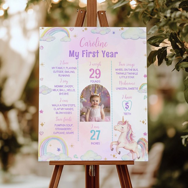 Magisches Rainbow Unicorn Birthday Milestone Foto Poster (Von Creator hochgeladen)