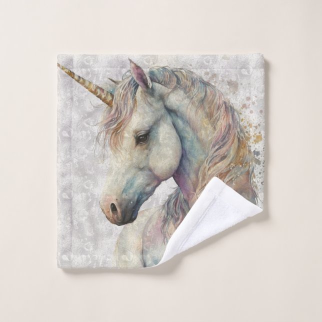 magisches Regenbogen-Einhorn Badhandtuch Set (Waschlappen)