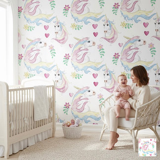 Magisches Regenbogen-Einhorn-Kinderzimmer Tapete