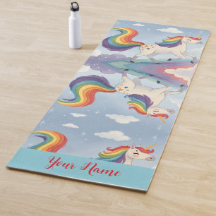 Magisches Regenbogen-Einhorn-Name Personalisiert Yogamatte